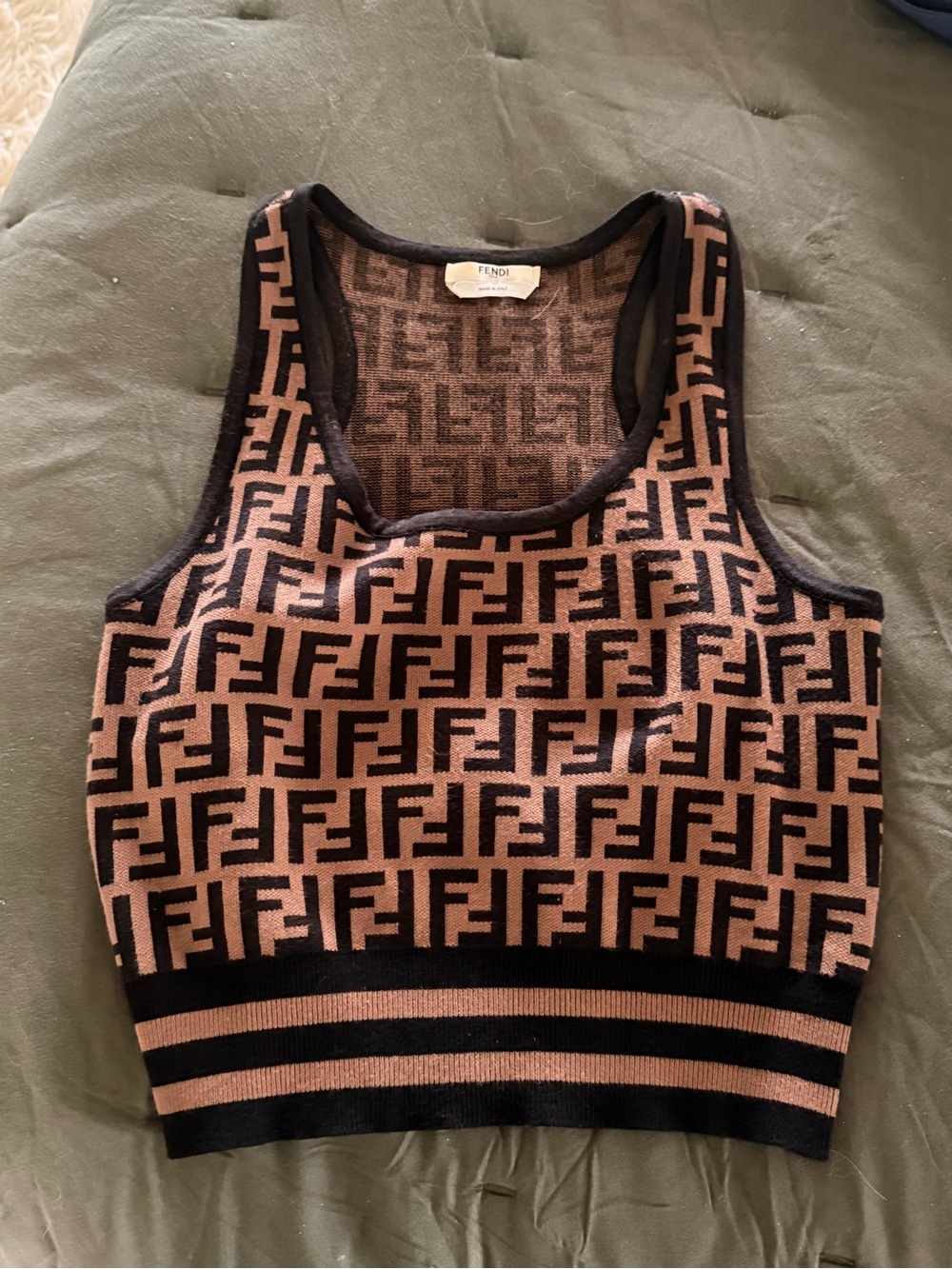 Fendi Brown & Black FF Knit Tank Top